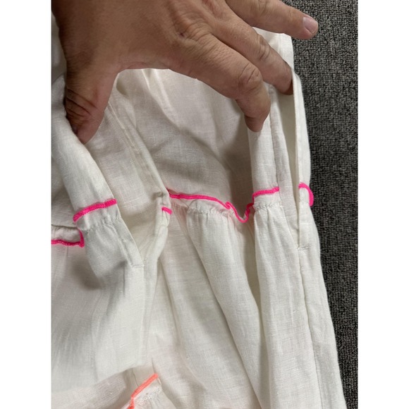 Vineyard Vines Dress Womens Small White Linen Smocked Tiered Ruffle Sundress - Picture 4 of 8